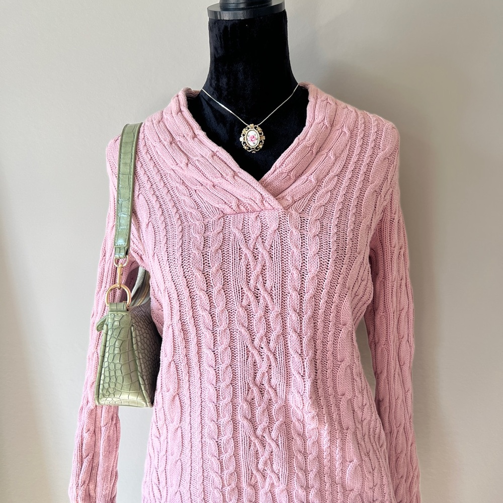 JEANNE PIERRE Pink Cable-Knit Sweater - Picture 4 of 5